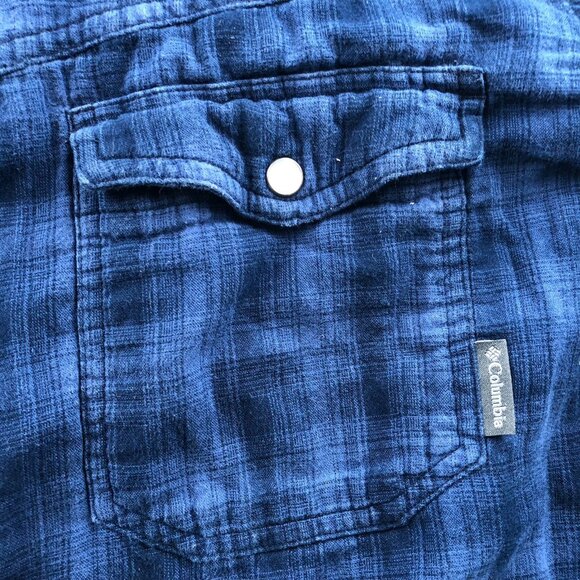 Columbia Mens Shirt Size XXL Long Sleeve Button Up Plaid Flannel Casual Blue - Picture 13 of 15